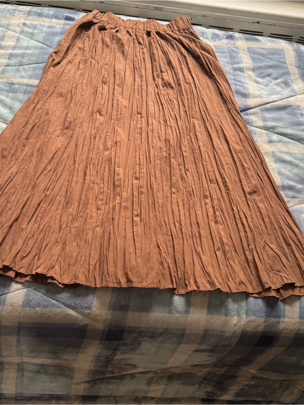 Urban Revivo Elastic Waist Shirred A-Line Skirt - Brown